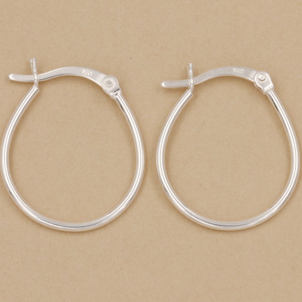 SOLD~Hinged Oval Hoop Earrings 925 Sterling Silver - Picture 3 of 5